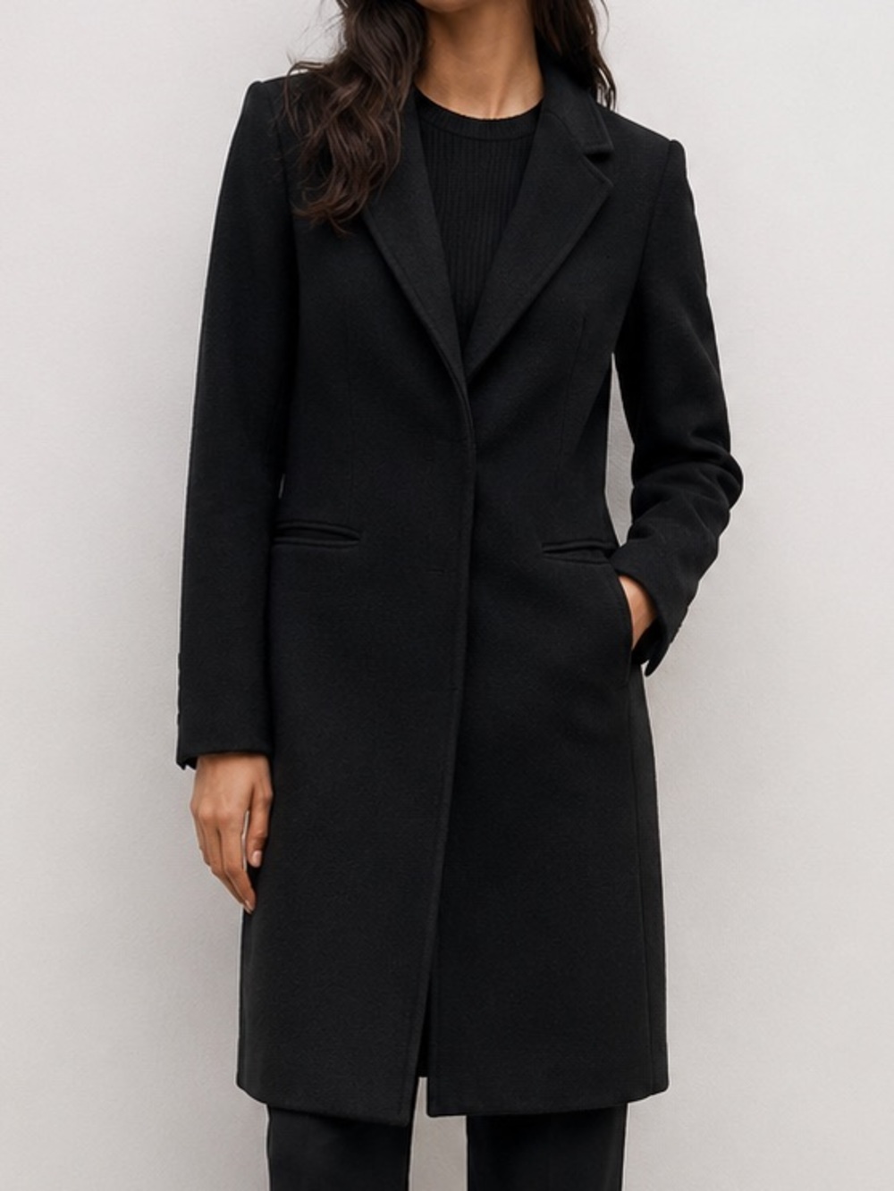 ZARA Black Tailored Knee-Length Coat – Size L